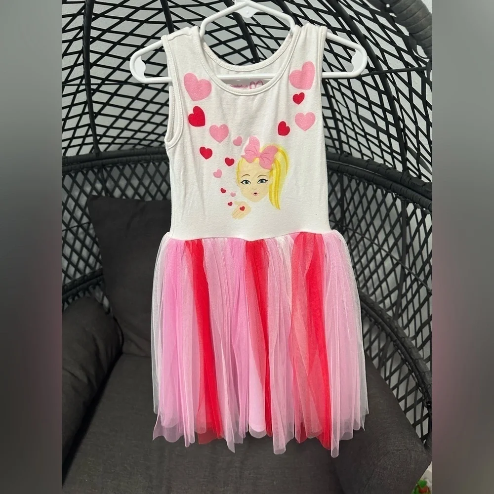 JoJo Siwa Kids Girls Sleeveless Tulle Dress Hearts Pink Red Size 4/5